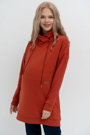 Джемпер для беременных и кормящих мм602 футер-тринитка терракот