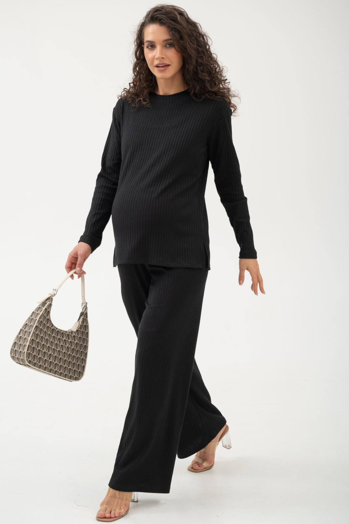 Костюм для беременных мм910 джемпер и брюки лапша чёрный — изображение 6