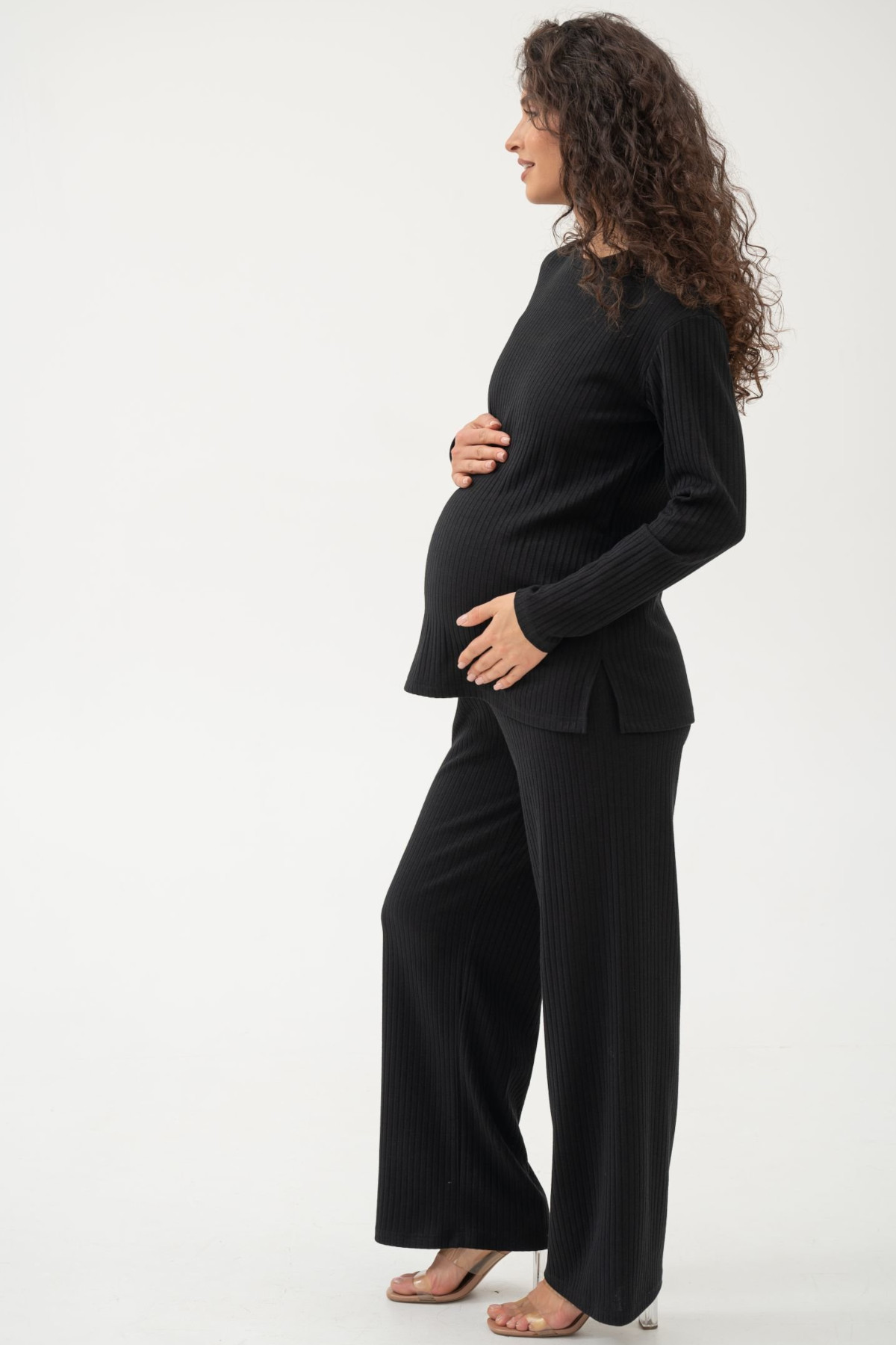 Костюм для беременных мм910 джемпер и брюки лапша чёрный — изображение 2