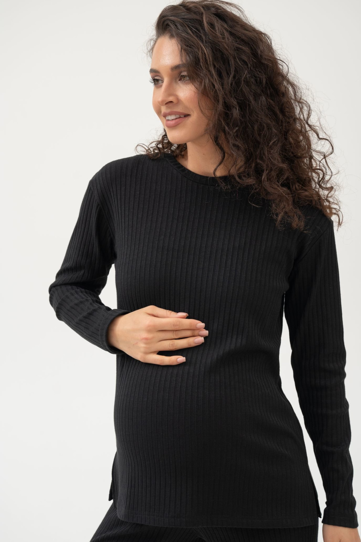 Костюм для беременных мм910 джемпер и брюки лапша чёрный — изображение 3