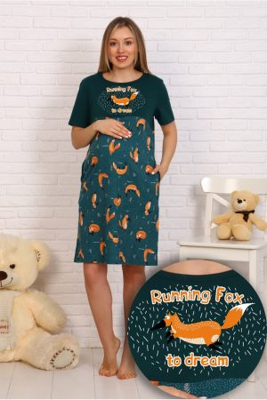 Платье домашнее для беременных и кормящих 8.117, изумруд