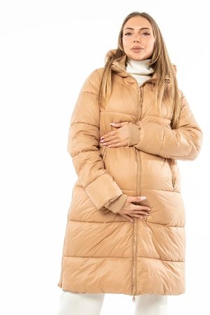 Куртка зимн. 2в1 мод.9901 для беременных св.коричневый