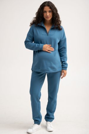 Костюм для беременных мм913 флисовый синий