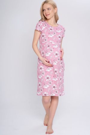 Платье для беременных и кормящих мм505 домашнее, роз/цветы