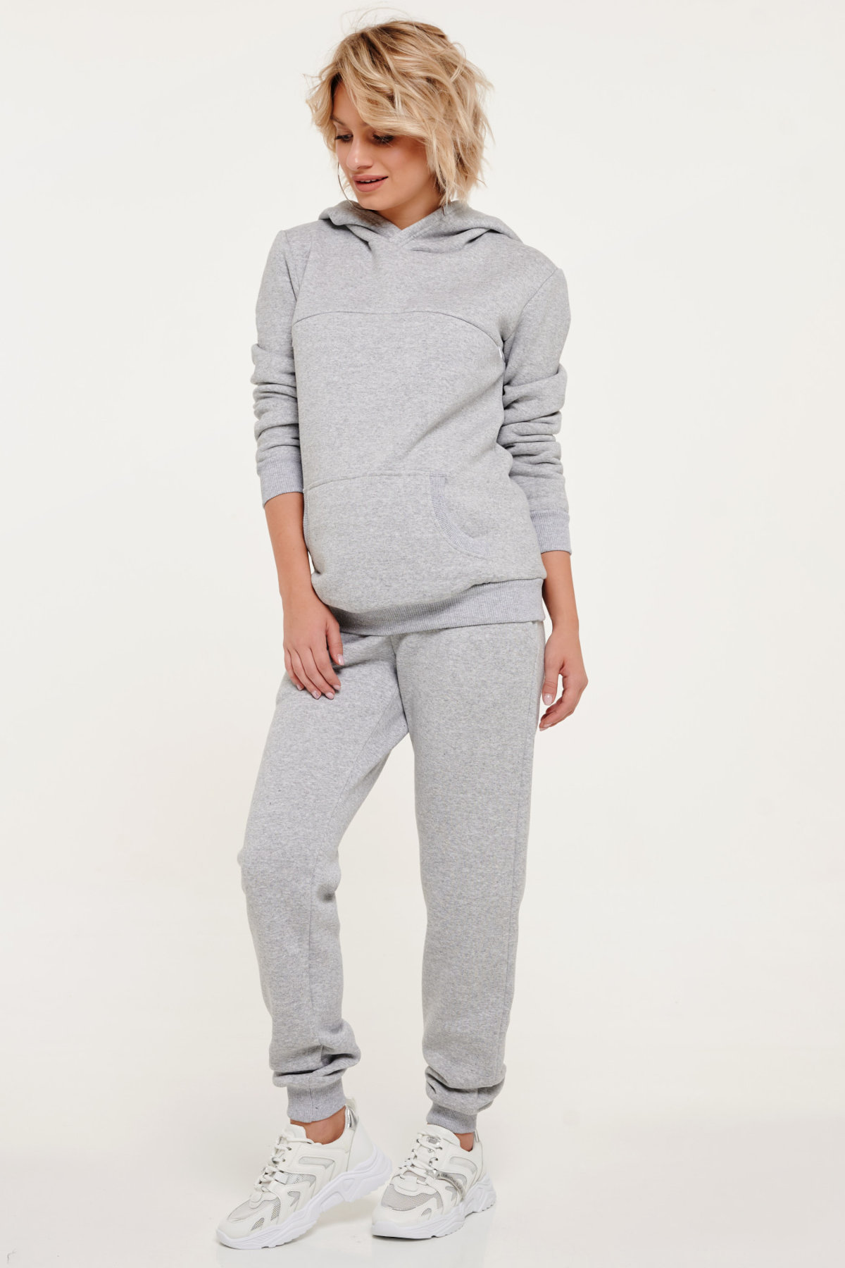 Брюки для беременных арт. 44453 спортивные с начесом, серый