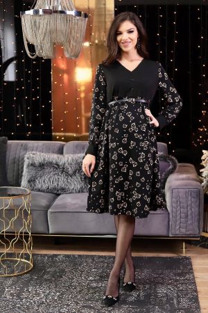 Платье для беременных и кормящих ст585 прадо бежевый цветочек черный