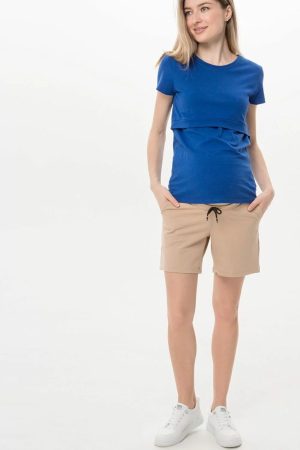 Шорты для беременных 3710 тонкий хлопок, капучино