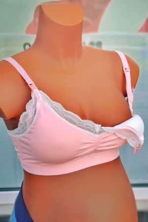 Бюстгальтер хлопок с кружевом, розовый