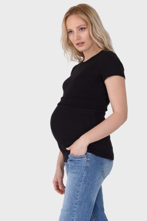 Футболка "Веста" для беременных и кормящих; цвет: черный