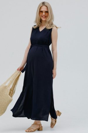 Платье для беременных мм544 сингапур т.синий