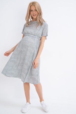 Платье для беременных и кормящих мм529 голуб.цветы