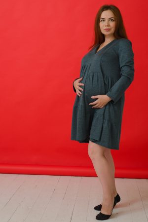 Платье для беременных и кормящих ст5026 лакоста изумрудный