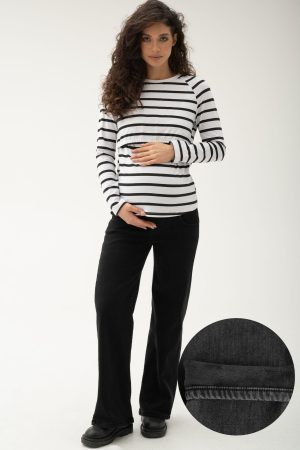 Джинсы-палаццо для беременных 2975-мех утепл. на меху, чёрный