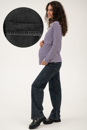 Джинсы-палаццо для беременных 2976-мех утепл. на меху, т.серый