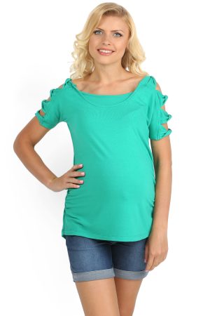 Футболка "Фрезия" зеленая для беременных и кормящих