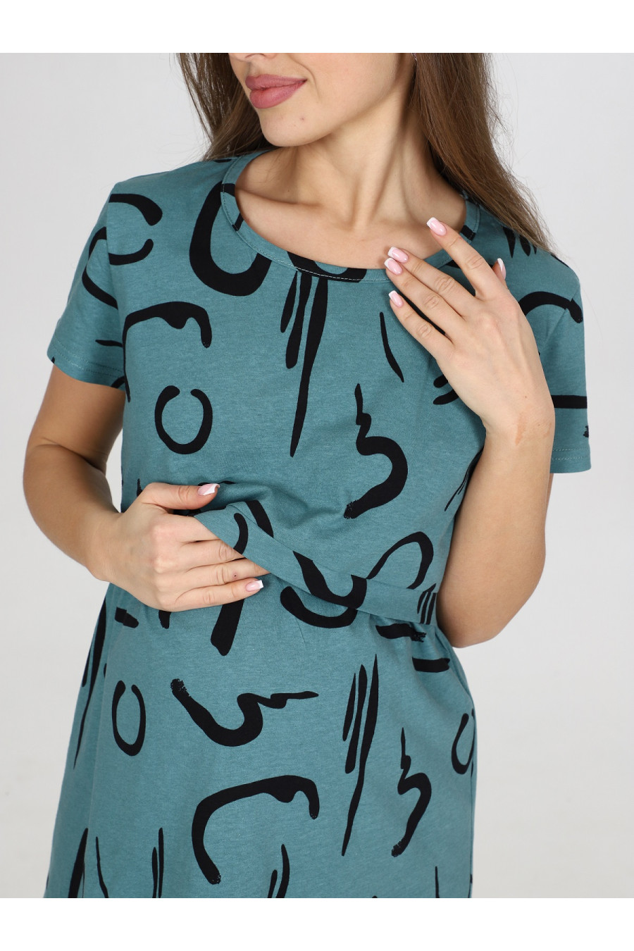 Платье домашнее для беременных и кормящих 8.105, хаки — изображение 4