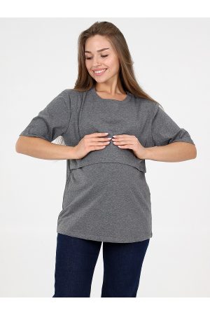 Футболка-оверсайз для беременных и кормящих 8.162 антрацит