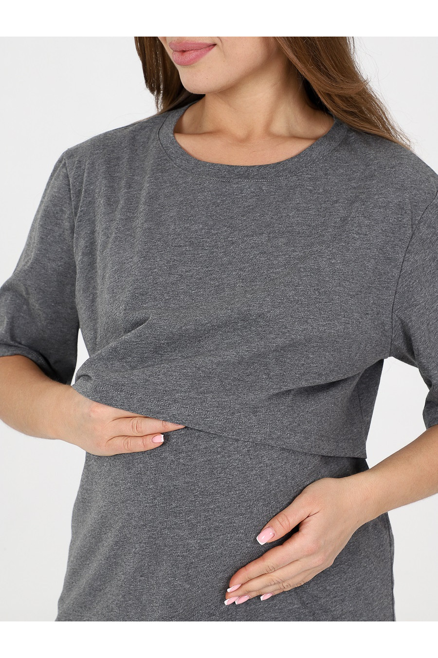 Футболка-оверсайз для беременных и кормящих 8.162 антрацит — изображение 5