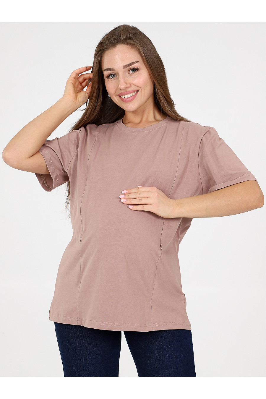 Футболка-оверсайз для беременных и кормящих 8.163 бежевый