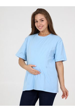Футболка-оверсайз для беременных и кормящих 8.163 голубой