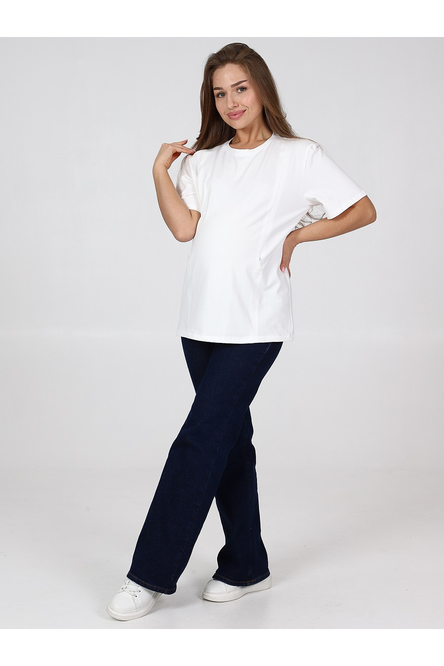 Футболка-оверсайз для беременных и кормящих 8.163, молоко — изображение 3