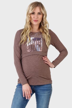 Лонгслив "Лиора" для кормящих; цвет: кофейный
