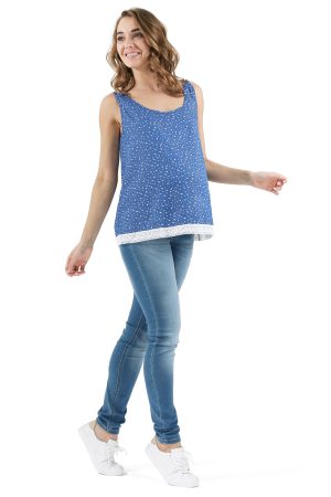 Блуза-топ "Джойс" для беременных; цвет: светлый деним/птички