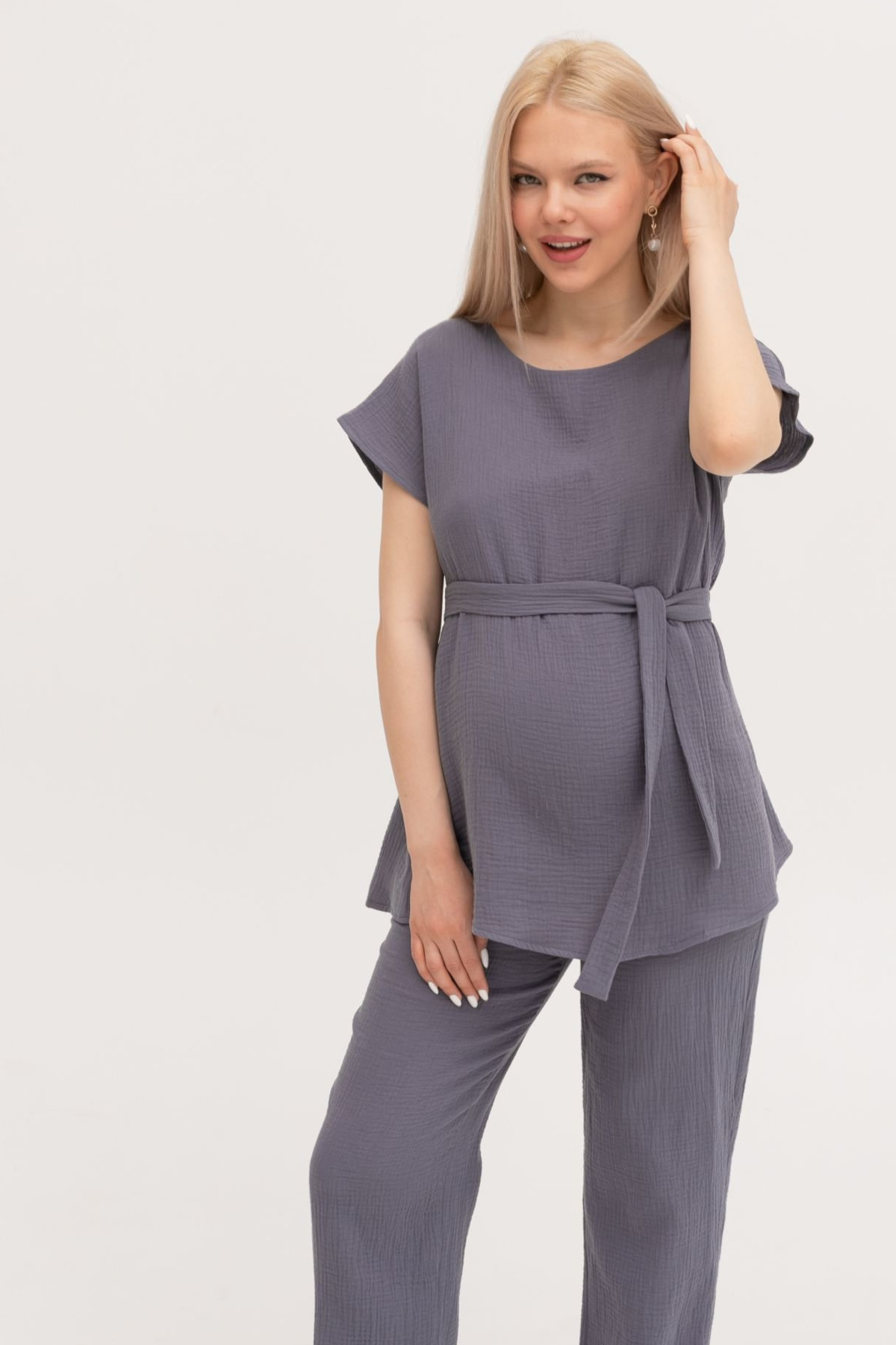 Туника для беременных мм333 муслин серый — изображение 4