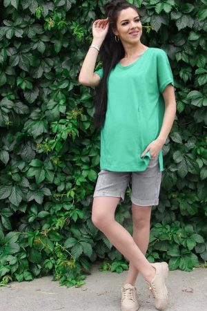 Шорты джинсовые для беременных 3019 летние, св.серый