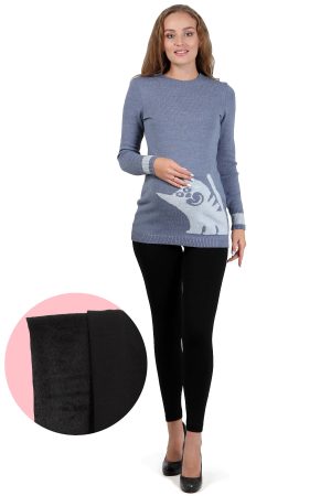 Леггинсы для беременных тёплые No.950 на меху, чёрный