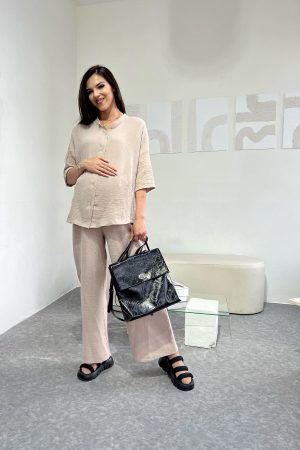 Костюм для беременных и кормящих ст964 муслин, бежевый