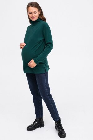 Джинсы-бойфренды для беременных 943-мех утепл. на меху, синий