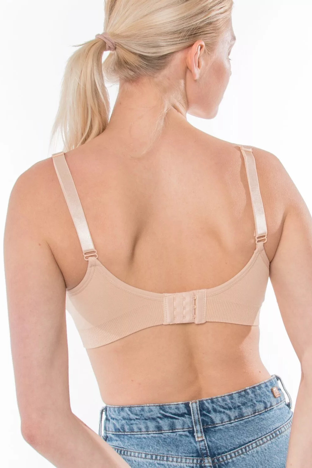 Бюстгальтер для беременных и кормящих микрофибра бесшовный с чашками, бежевый — изображение 6