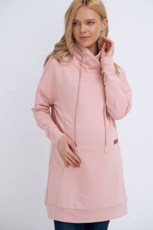 Джемпер для беременных и кормящих мм602 футер-тринитка пудра