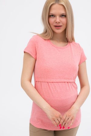 Футболка для беременных и кормящих мм103 розовый меланж