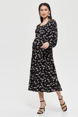 Платье арт. 9105608 для беременных; цвет: чёрный в цветок