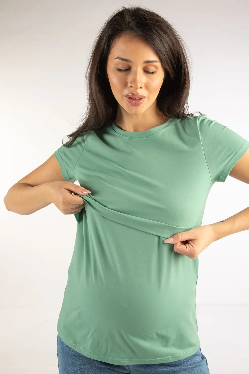 Футболка для беременных и кормящих 8704 б/р олива — изображение 3