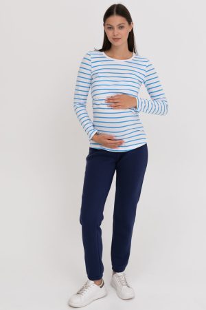 Брюки для беременных мм807 спортивные утеплённые, т.синий