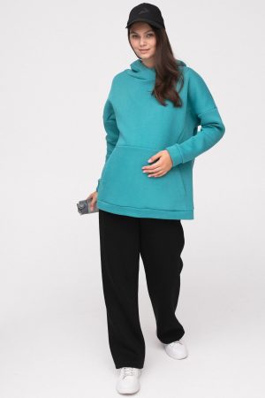 Брюки для беременных мм814 утеплённые футер на начёсе чёрный