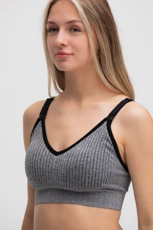 Бюстгальтер для беременных и кормящих 338 рубчик т.серый