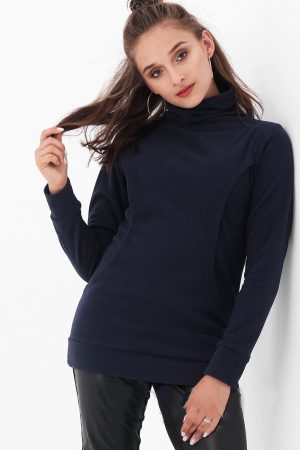 Толстовка для беременных и кормящих 202.2.110 флисовая темно-синяя