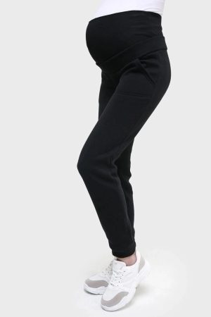 Брюки спортивные для беременных VL085-фл футер-начёс чёрный