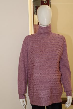 Джемпер для беременных 9702# вязаный с высоким горлом