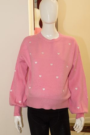 Джемпер-оверсайз для беременых 6082# вязаный сердца