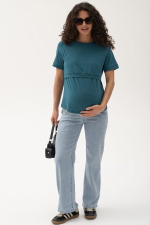Джинсы-палаццо для беременных 0245# голубой