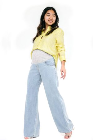 Джинсы-палаццо для беременных 0246# св.голубой