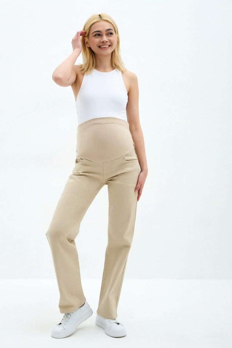 МАМАНЯМА Джинсы-палаццо для беременных 3161#, бежевый