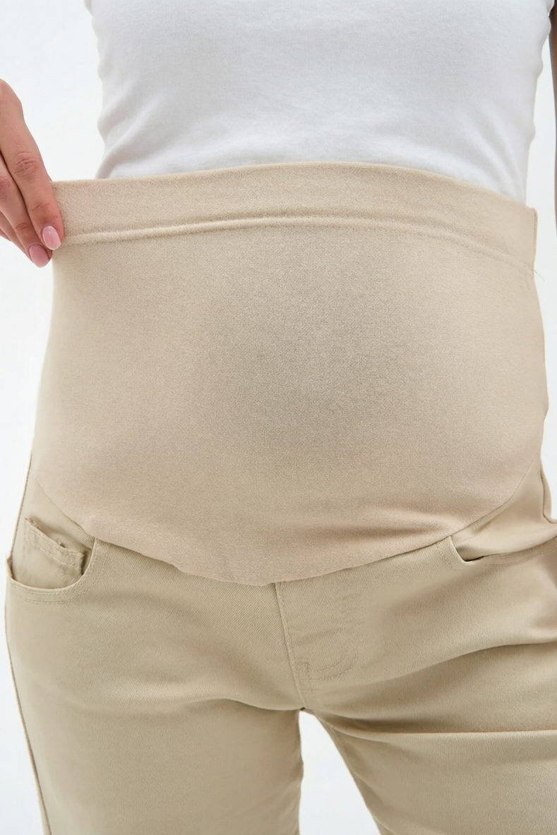 Джинсы-палаццо для беременных 3161# бежевый 3