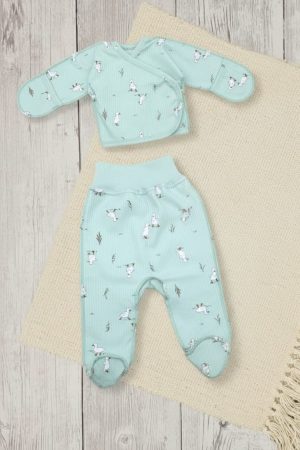 Комплект распашонка и ползунки 130752 ментол