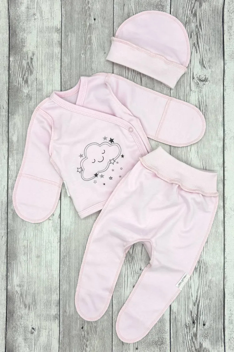 Комплект распашонка, ползунки и шапочка 227462 розовый — изображение 2